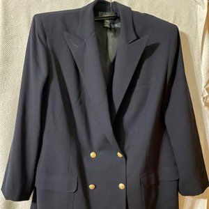 24W Double Breasted Navy Wool Blazer